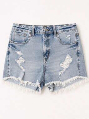 eunina Light Wash Distressed Denim Shorts